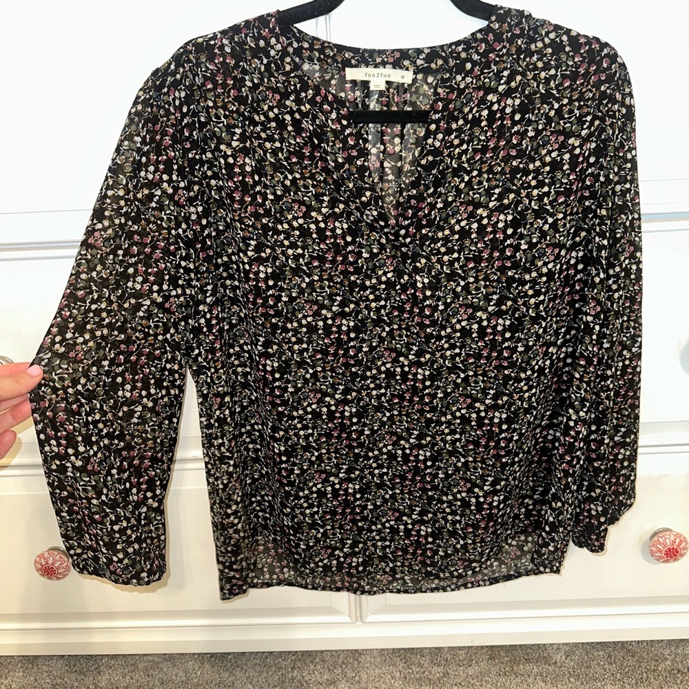 Floral Black Blouse